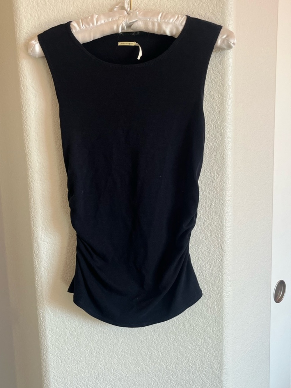 Max Studio Black Sleeveless Tank with Subtle Ruching